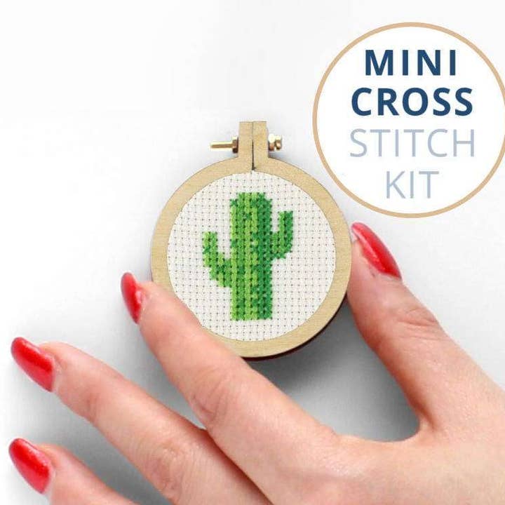 Stitchonomy - Wholesale Embroidery/Cross Stitch Supplies - Mini Cactus Cross Stitch Kit 5CM/2"1