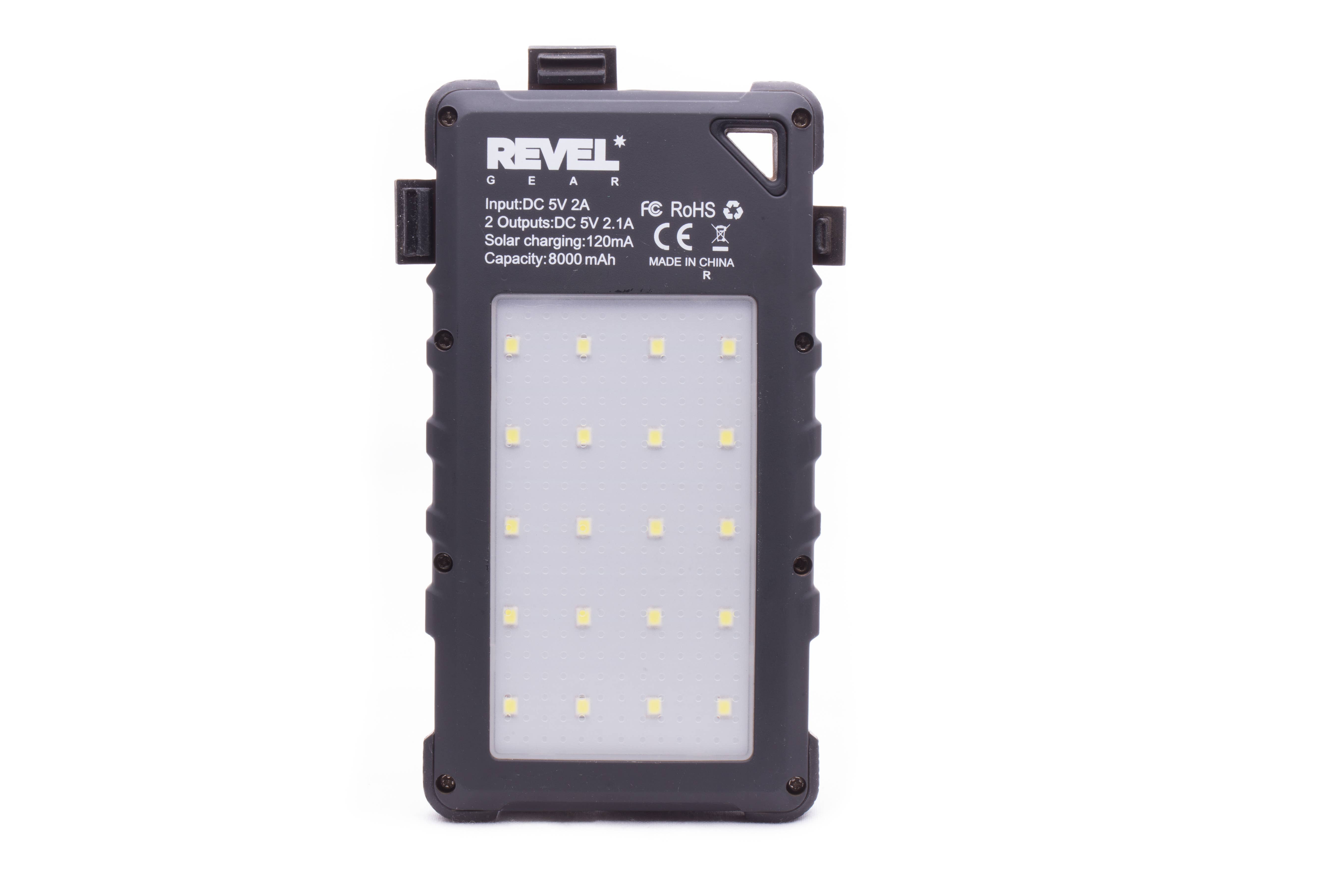 Revel Gear - Wholesale Portable Charger - Day Tripper™ 8000 mAh Solar Battery + 1000 Lumen LED Light2