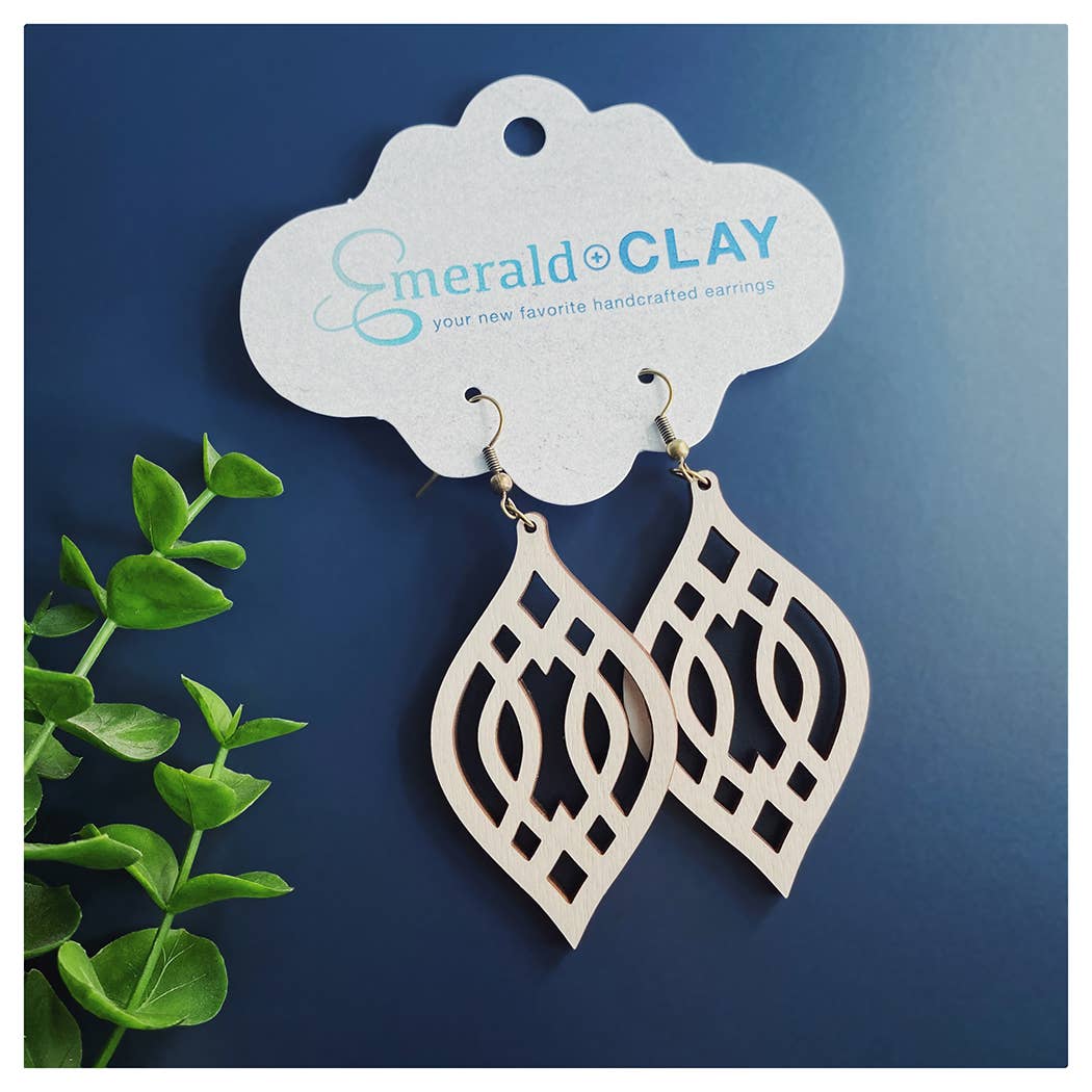 Emerald and Clay - Wholesale Dangle Earrings - Wood Earrings - Trellis0