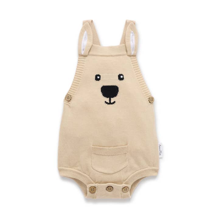 Taupe Kangaroo Knit Romper for wholesale by Aster & Oak