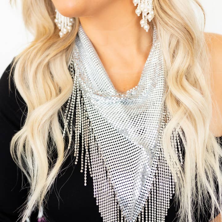 Uptown Blonde - Wholesale Bandana - Women's - Rhinestone Bandana/Discodana - Silver