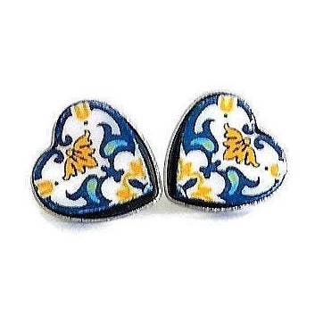 Portuguese Heart Tile Stud Earrings for wholesale by Inês Lamy