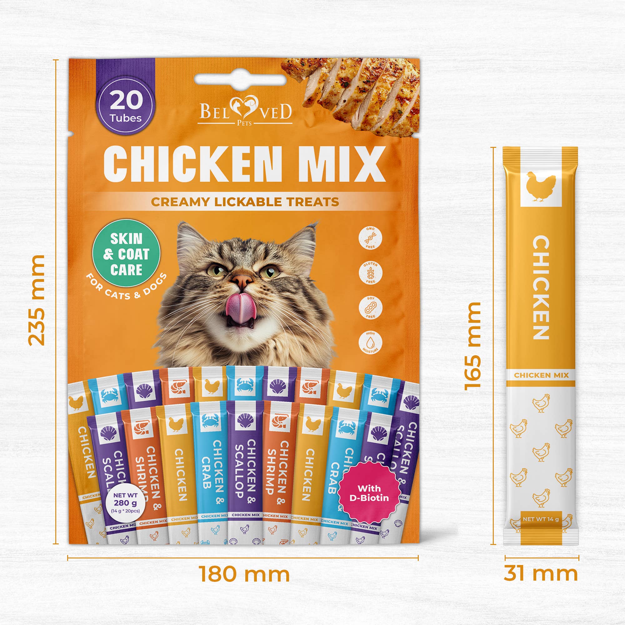 Beloved Pets - Wholesale Pet Treats - Cat - Chicken mix creme treats for cats (20 tubes)2