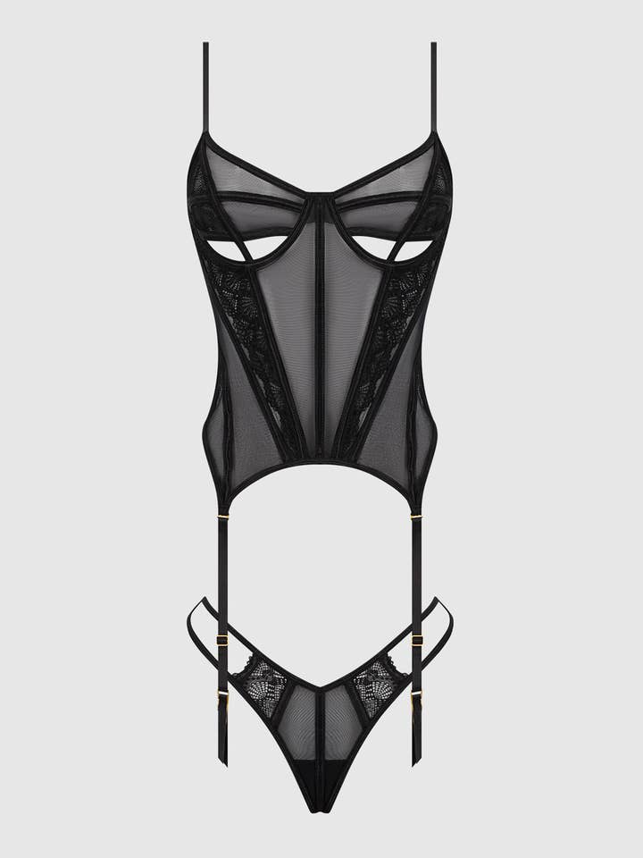 House of Desire - Wholesale Lingerie Set – women's - VIVIENNE LACE & MESH BUSTIER & G-STRING SET6