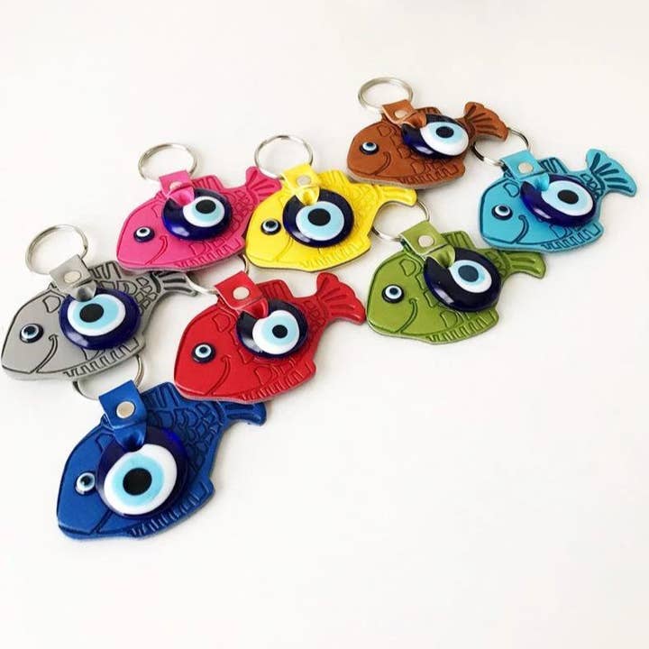 Lucky Fish Evil Eye Keychain for wholesale by Evileyefavor