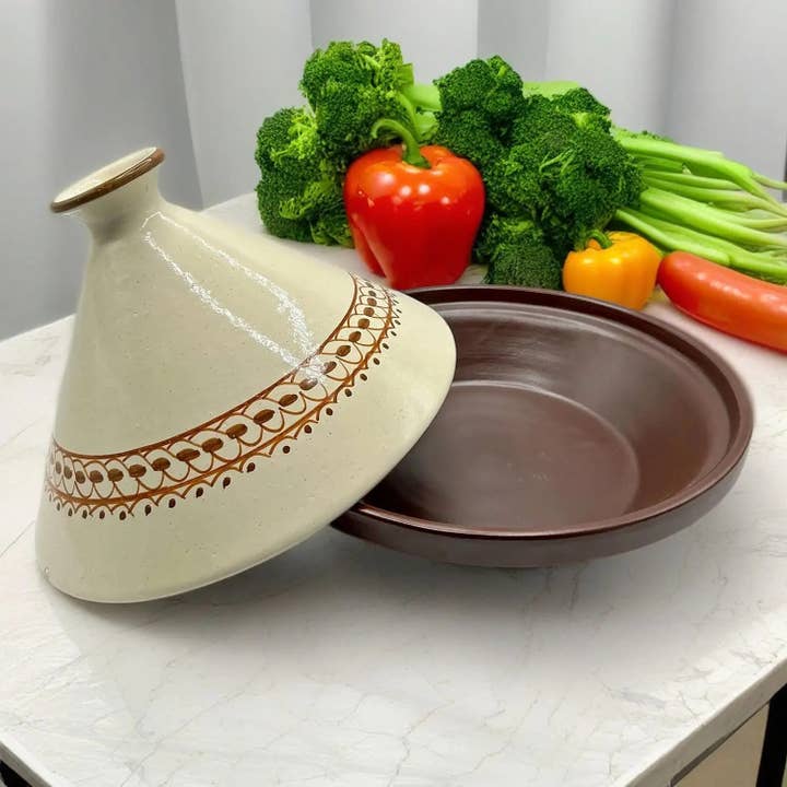 Hand-Painted Terracotta Tagine XL 32cm - Ethnic Pot #1 for wholesale by Etnico del Mondo