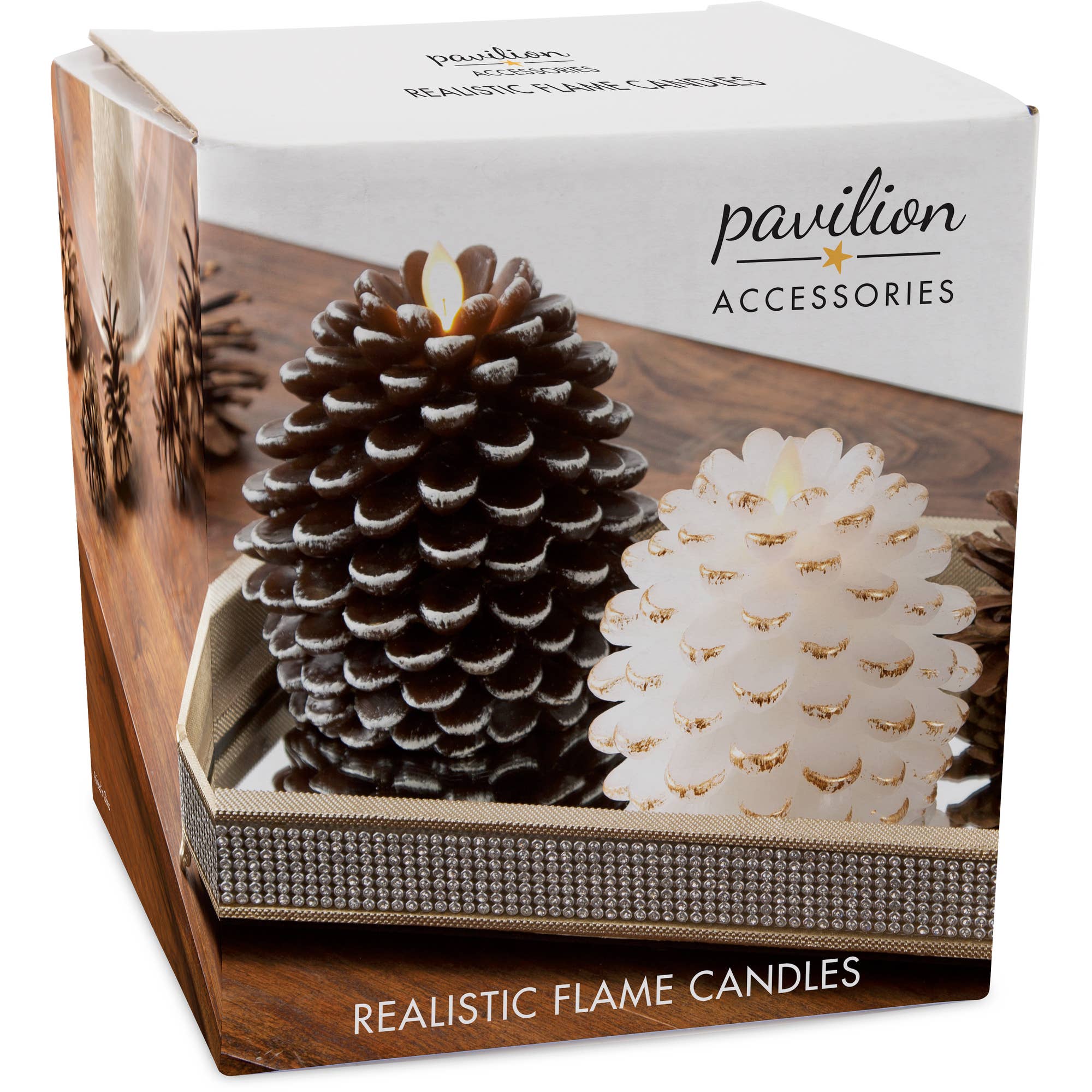 Pavilion - Vente Bougie sans flamme - Bougie LED en forme de pomme de pin de 13 cm avec flamme réaliste6