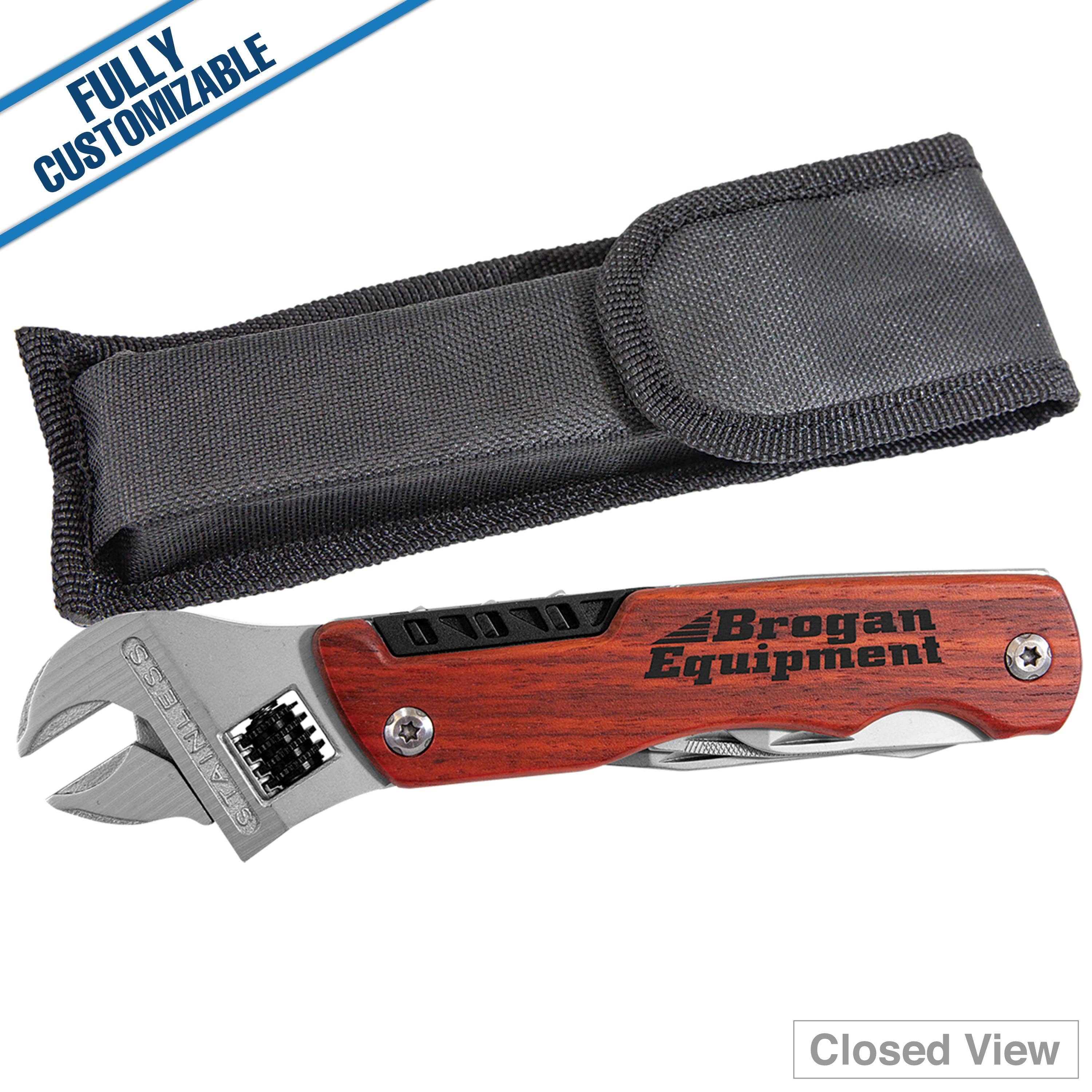 GiftWorksPlus - Vente Outil de bricolage - Outil multifonction à clé avec manche en bois et sac entièrement personnalisable0