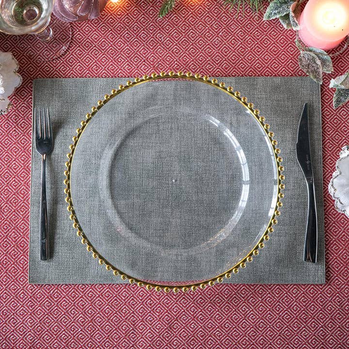 A&B Home Group Inc. - Wholesale Decorative plate/dish/bowl - D13" Gilded Frost Plastic Charger2