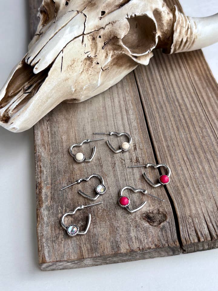 Heart & Stone Open Hoop Earrings for wholesale by Boho Ranch Shop