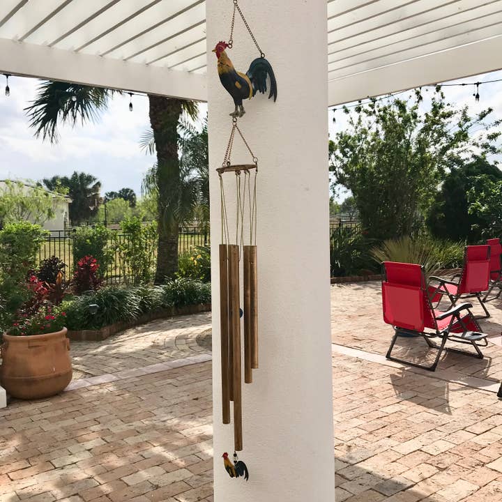 Wilco Home - Wholesale Wind Chime - Rory Rooster Five Tube Fall Wind Chime w/Wind Catcher
