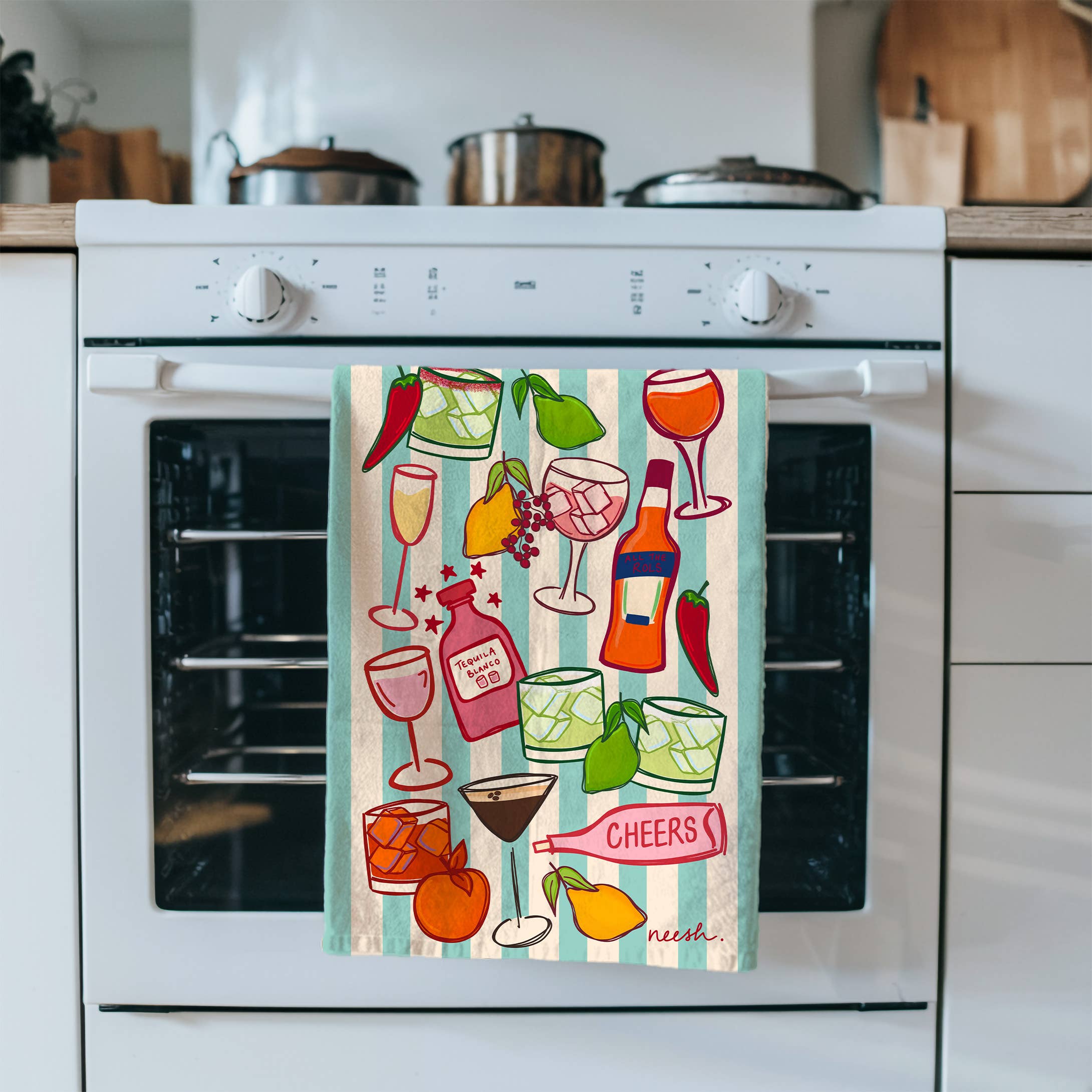 Neesh Home – wholesale Tea towel – Cocktails Tea Towel | Drinks | Kitchen Decor | Colourful