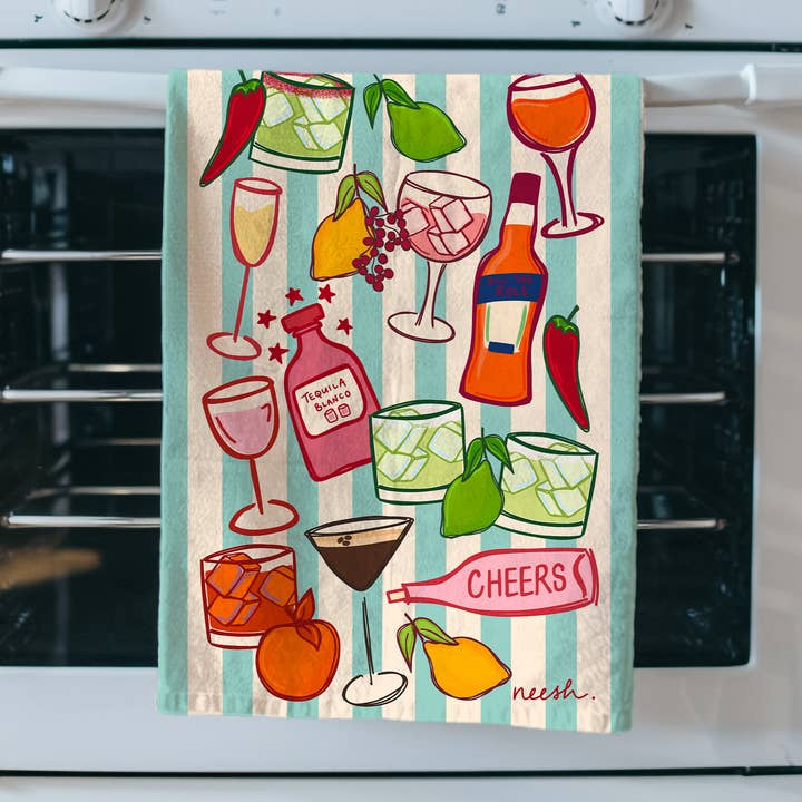 Neesh Home – wholesale Tea towel – Cocktails Tea Towel | Drinks | Kitchen Decor | Colourful0