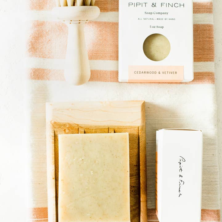 Pipit & Finch - Wholesale Bar Soap - Cedarwood + Vetiver Olive Oil Soap with Rosemary Powder