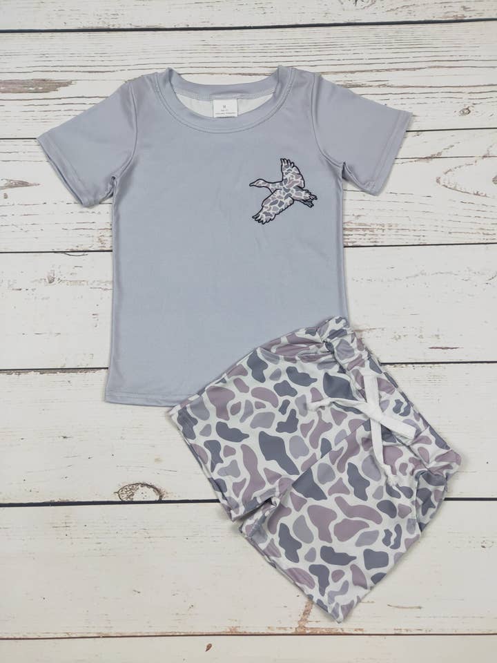 Conjunto de Pantalones Cortos con Estampado de Camuflaje de Patos para Niños para venta al por mayor de sassy kids palace