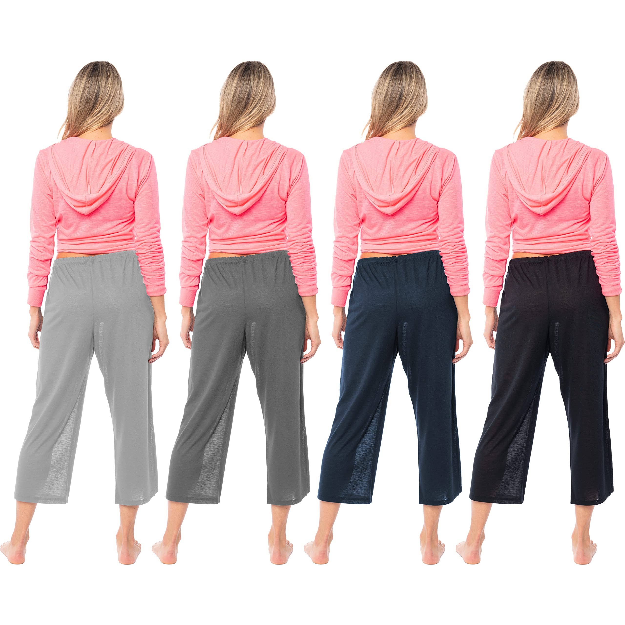 I-Wear Brands - Wholesale Lounge Sweatpants/Joggers - Women's - 4 Pack Women's Casual Poly-Slub Capri-Length Lounge Pants32