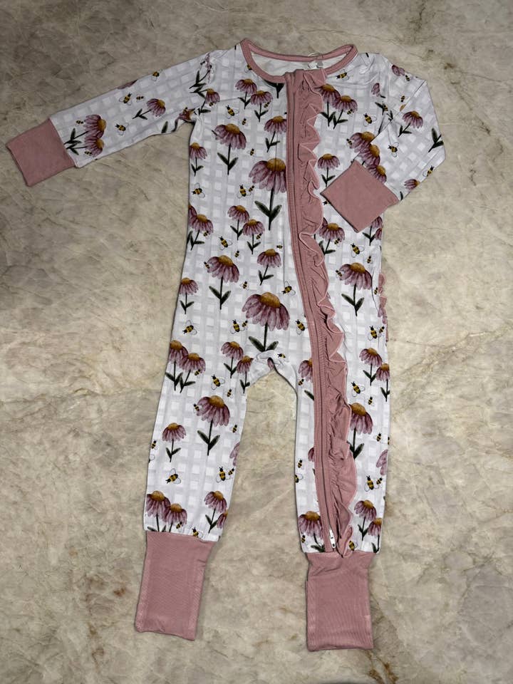 Coneflower Ruffle Zippy for wholesale by Carol Bear Apparel