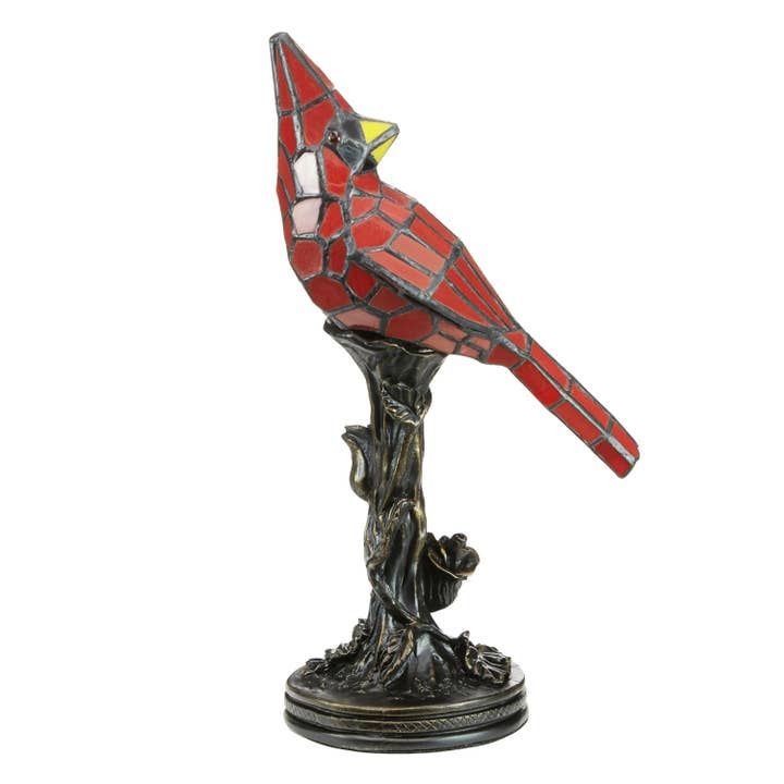 Skylar Red Stained Glass Bird Accent Lamp Skylar Red Stained Glass Bird Accent Lamp
