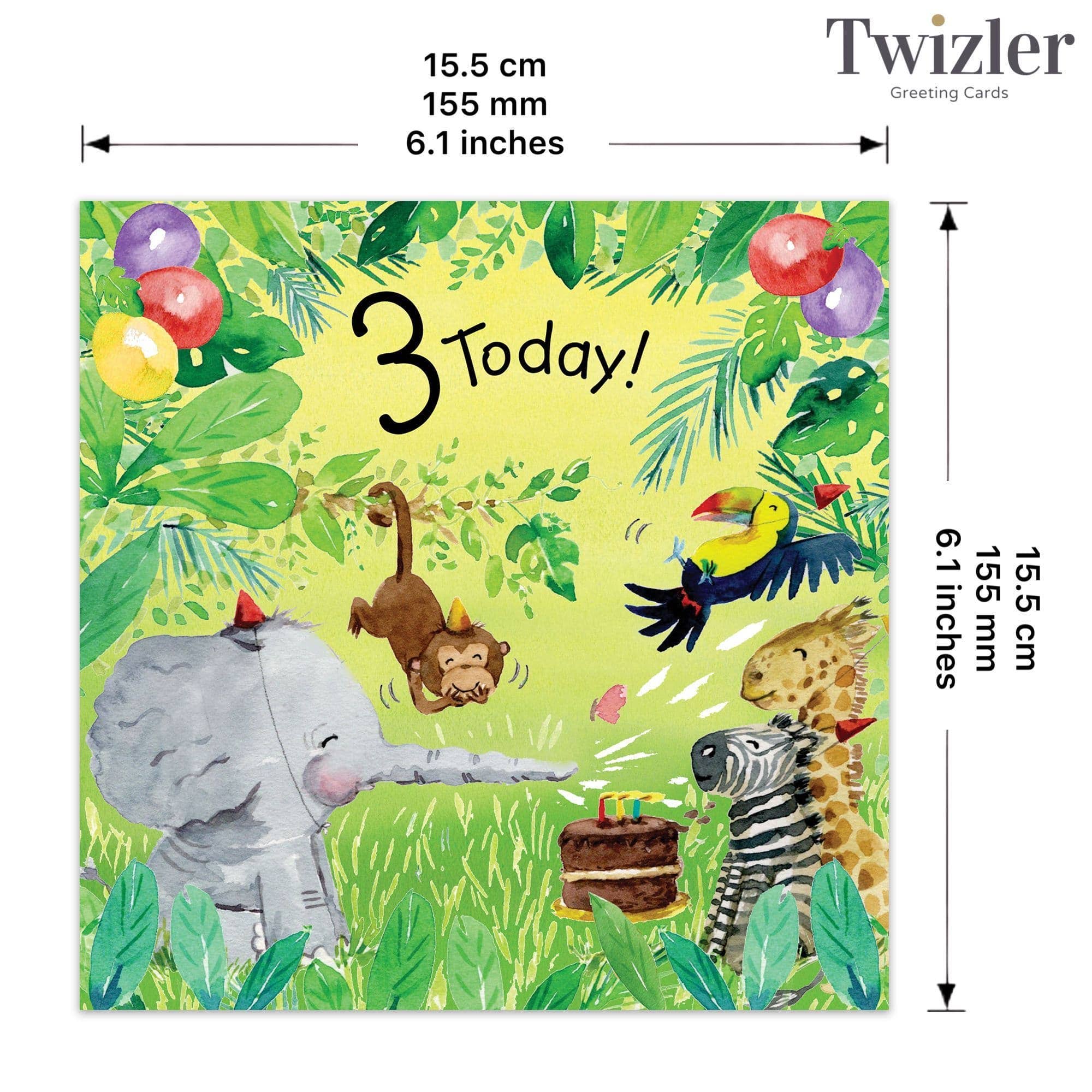Twizler Ltd – wholesale Birthday card – Age 3 Birthday Card - Gender Neutral2