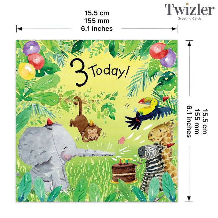 Twizler Ltd - Wholesale Birthday card - Age 3 Birthday Card - Gender Neutral2