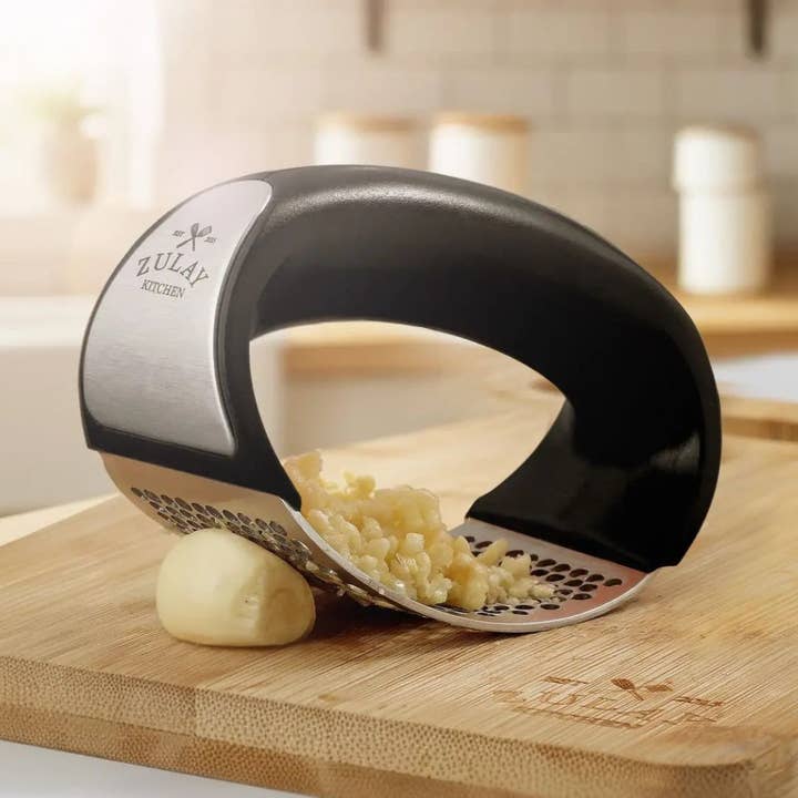 Garlic Press Rocker With Silicone Peeler & Scraper Set for wholesale by Zulay Kitchen