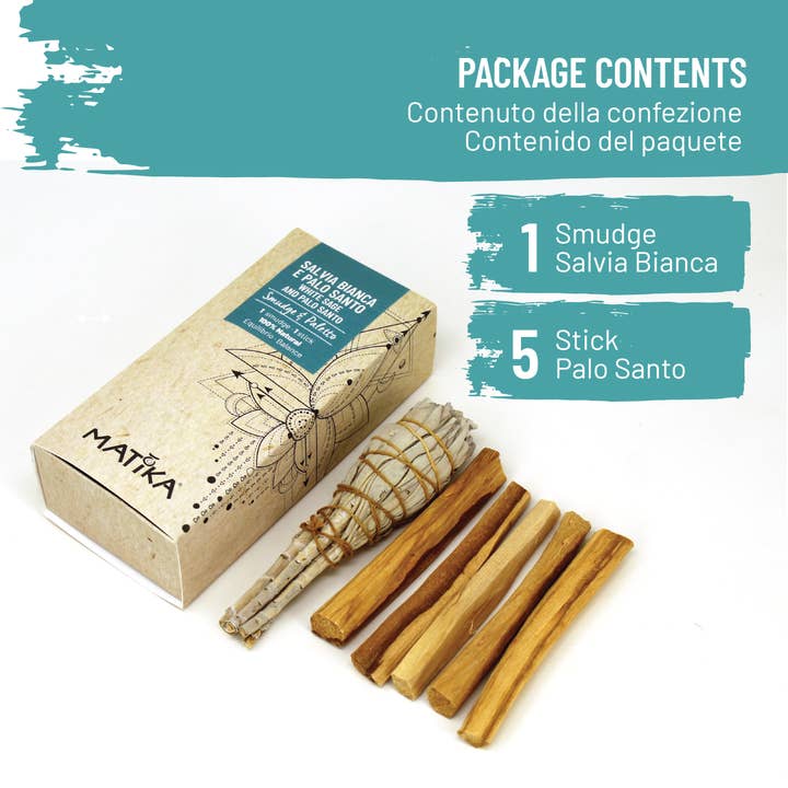Herborea srl - Wholesale Sage Bundle - Palo Santo Kit - White Sage Smudge and 5 Palo Santo Sticks1