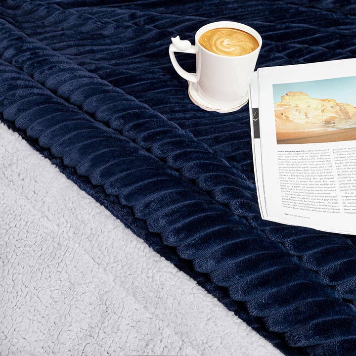 Pavilia - Wholesale Throw Blanket - Ribbed Sherpa Throw Blanket54