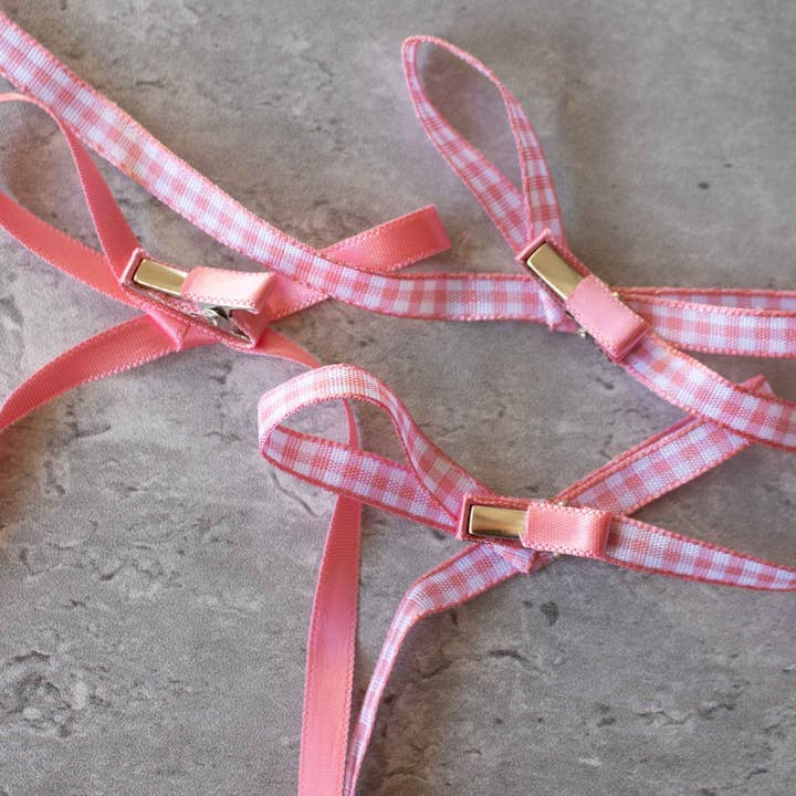 Tiepology - Wholesale Hair pin - Long Mini Check Pattern Bow Hair Pin Set7