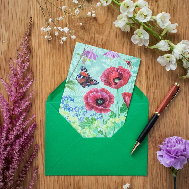AMPellegrini Art & Design - Wholesale Everyday Greeting Card - Red Poppy card / Greeting card with garden flower print