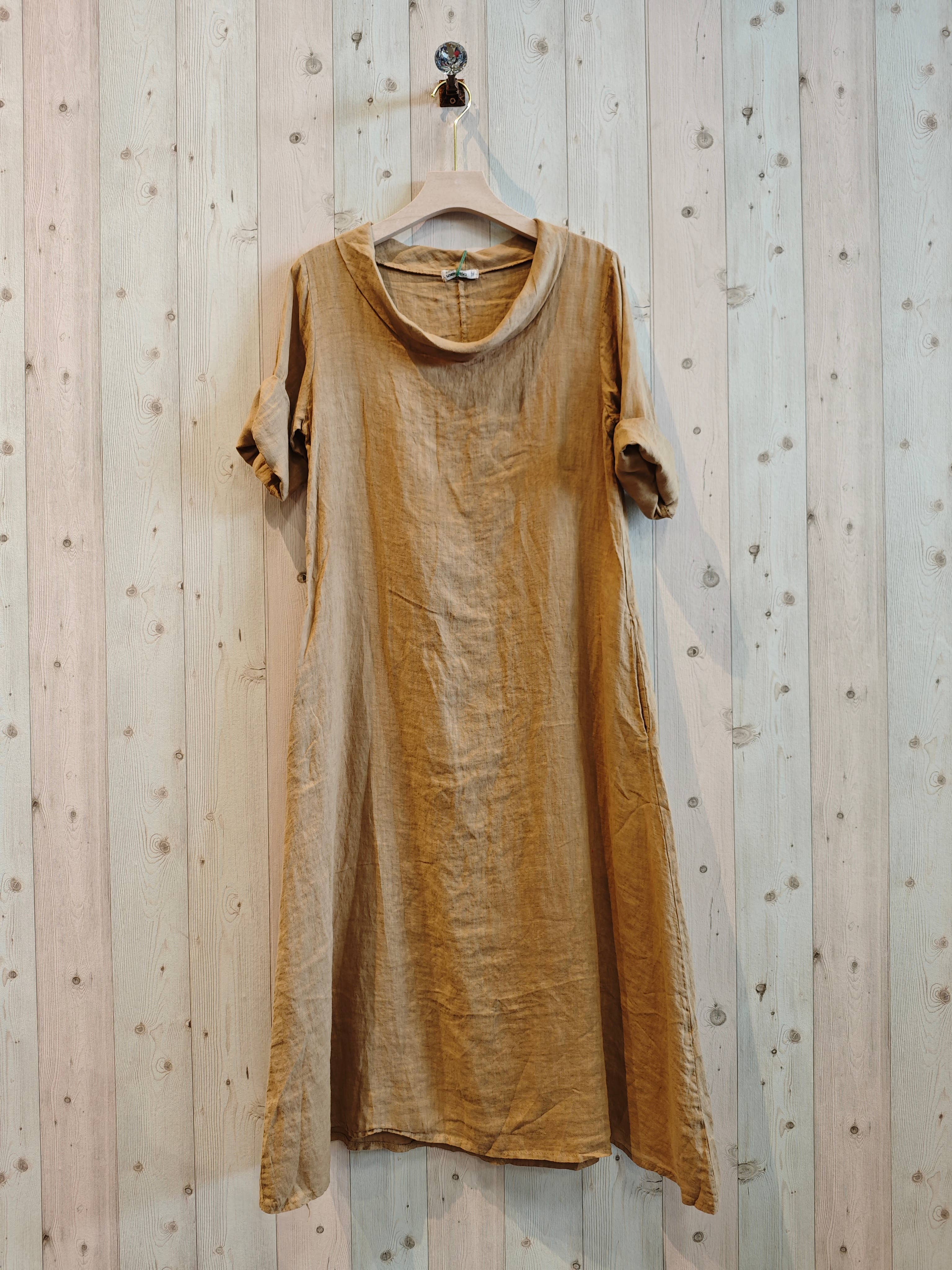 Linen & More – Vestido - Mulher por atacado – REF 25812 VESTIDO COMPRIDO DECOTE BARCO LINHO 100%14