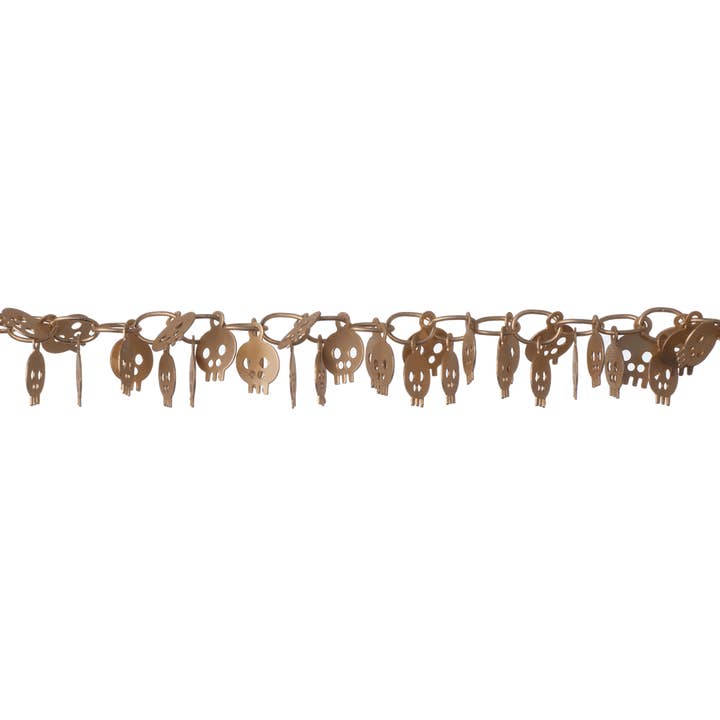Continental Beads - Wholesale Craft Supplies - 6mm Halloween Dangling Skull Chain - Made of Brass - Sold by the Foot - Ch-9084