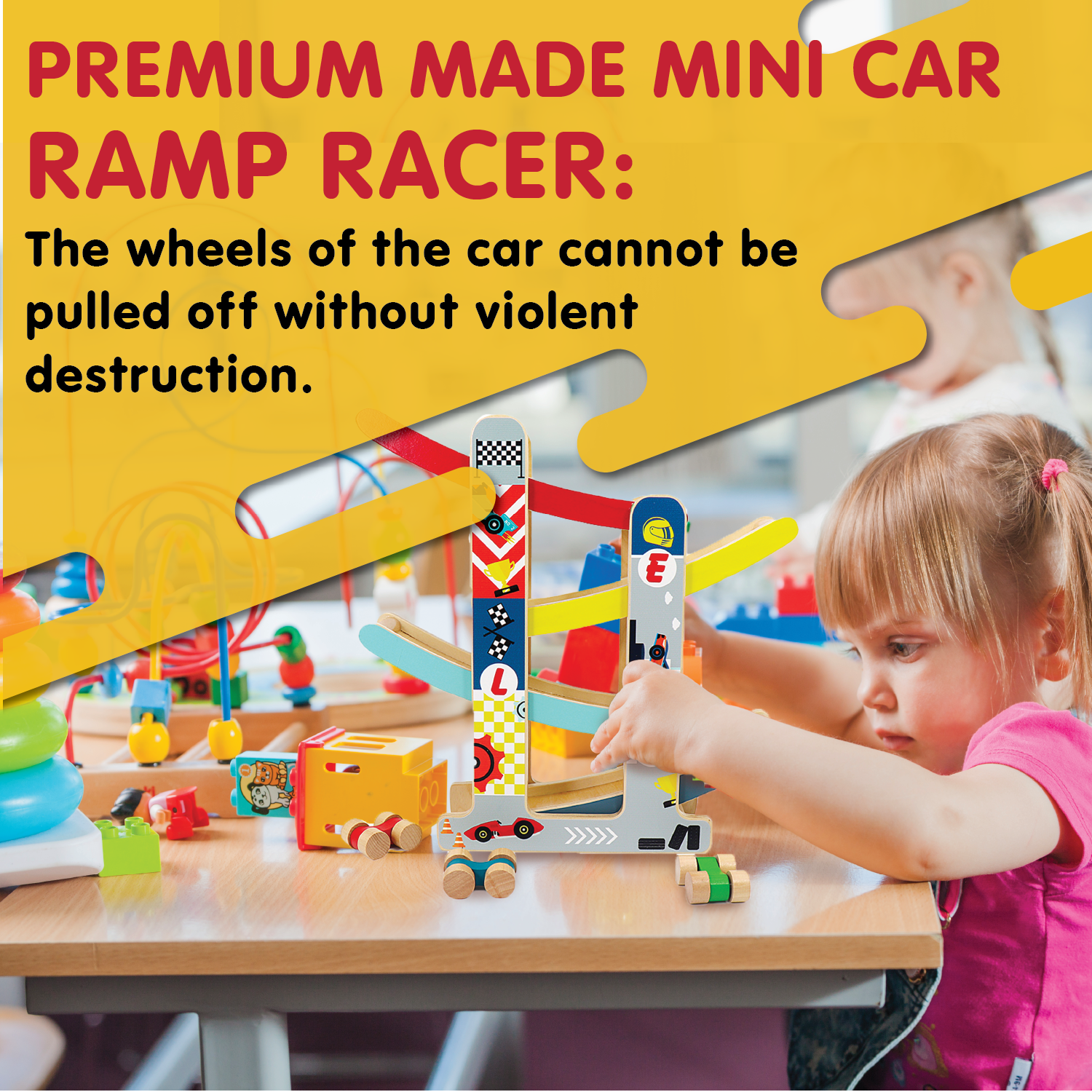 Leo & Friends - Vente Jouet en bois – enfant - Piste de course à rampe en bois Leo & Friends avec 4 voitures de course10