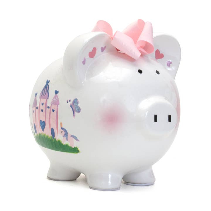 Princess Castle Ceramic Piggy Bank for wholesale by Child To Cherish®