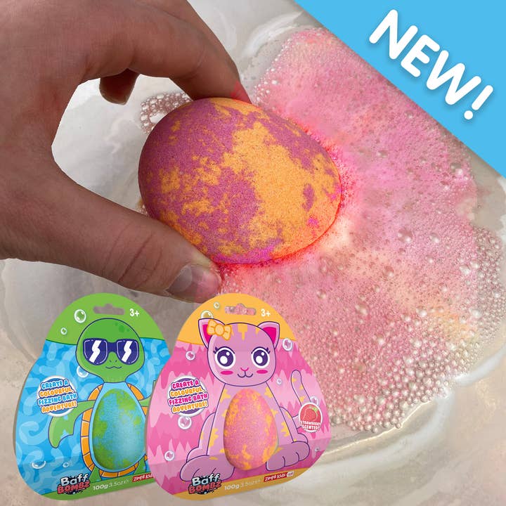 Zimpli Kids - Wholesale Bath Bomb/Fizz - Zimpli Large Cat & Turtle Baff Bombz - Colourful Bath Bomb
