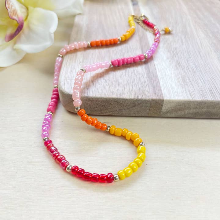 Roxo/// Sunrise Czech Glass Beaded Necklace for wholesale by Ewelina Pas Jewelry