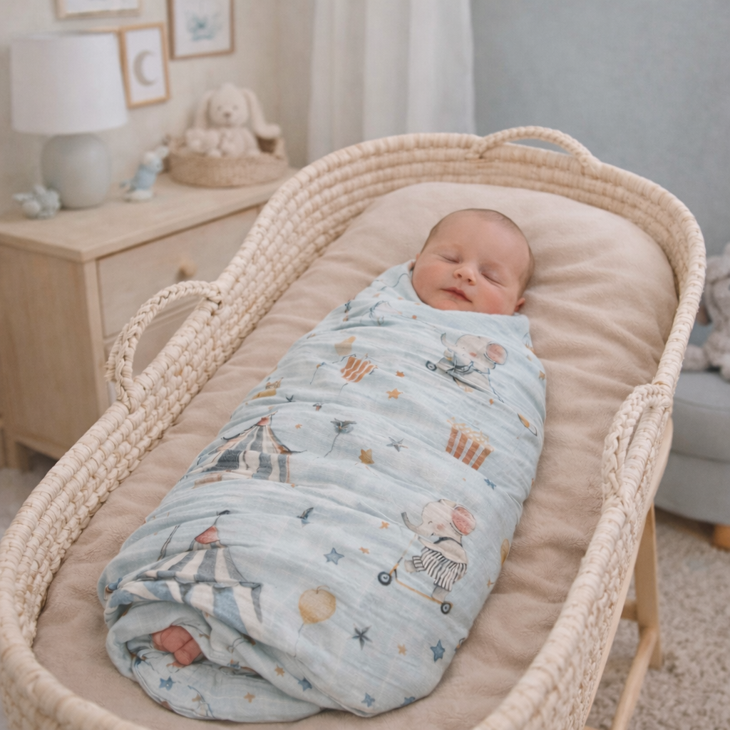 Ali+Oli - Wholesale Swaddle - Baby - Bamboo Muslin Swaddle Blanket (Circus)1