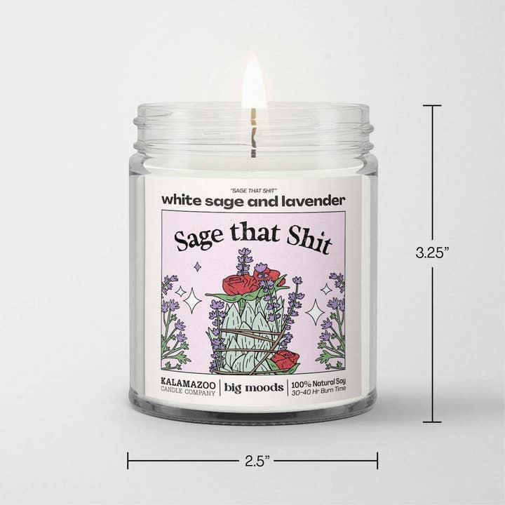 Big Moods - Wholesale Jar/Filled Candle - "Sage That Shit" White Sage & Lavender - Luxury Soy Candle