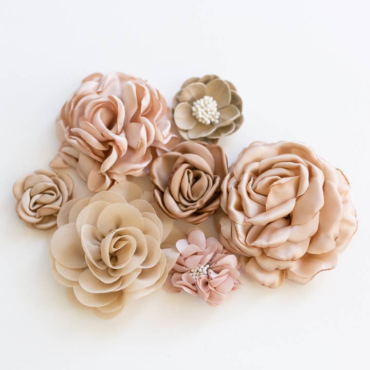 Beige Fabric Flower Variety Bundle for wholesale by Indy Supply Co