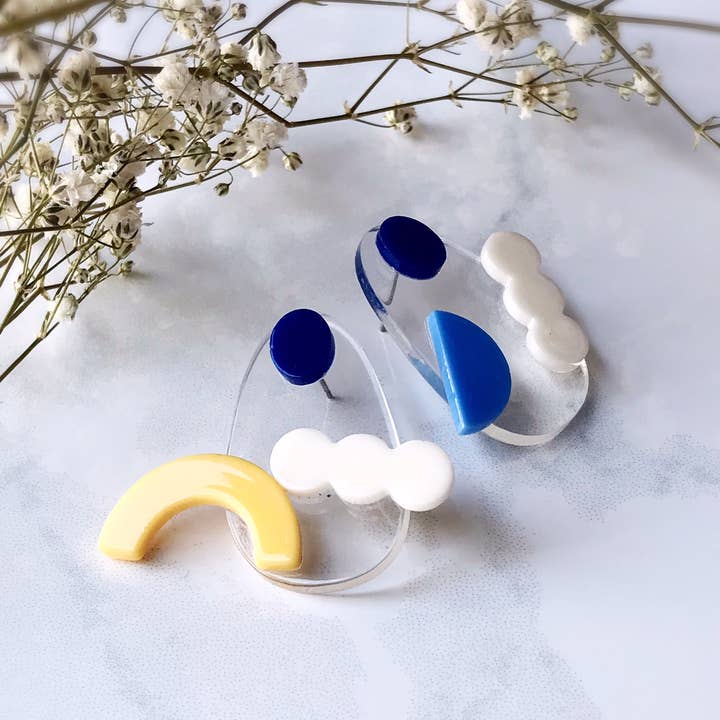 Pearl and Ivy Studio - Wholesale Dangle Earrings - Sun moon cloud acrylic stud earrings - Night and Day2