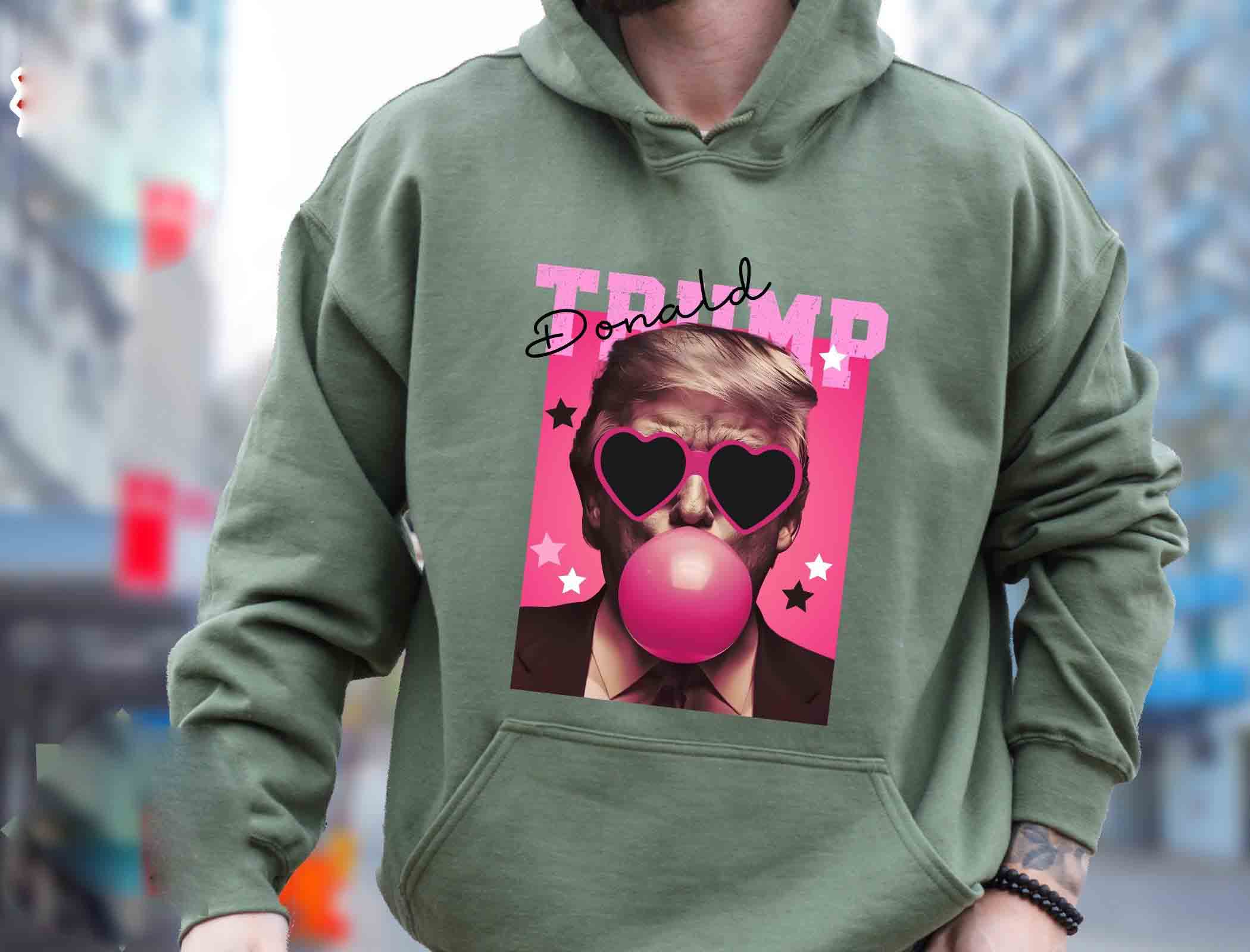NVC Ecommerce LLC - Wholesale T-Shirt (Graphic) - Women's - Trump Bubble Gum Shirt, Trump Pink Sun Glasses Sweatshirt0