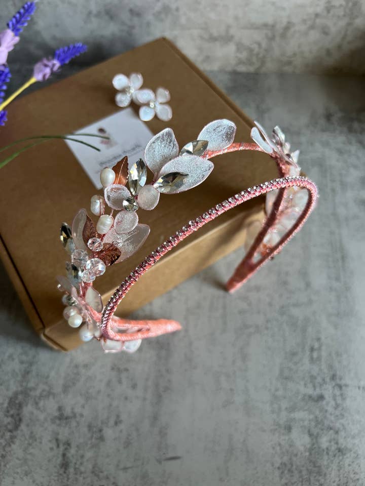 Accessoire cheveux paillettes or rose pour la vente par Preciuspearls