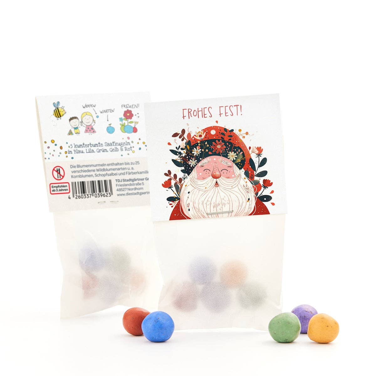 TDJ Stadtgärtner GmbH – wholesale Juldekoration – Blommarmorer – jultomte – god jul – 5 kulor i påse2