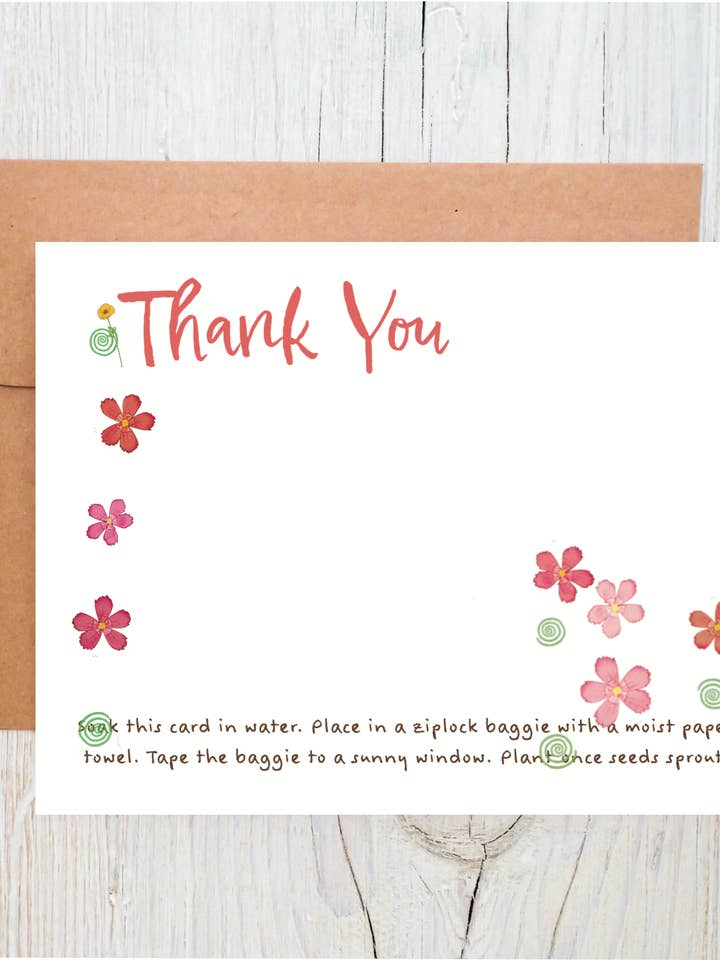 Biglietti di ringraziamento in carta seminabile di fiori selvatici: set di 6, rosa per la vendita all'ingrosso da parte di The Raven’s Edge Studio