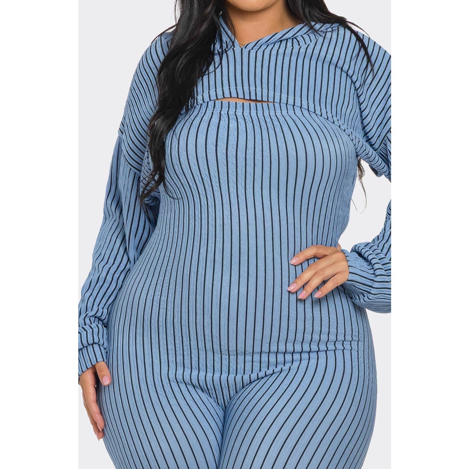 DORCAS - Wholesale Jumpsuit - Women's - Plus Size 2 Piece Strapless Jumpsuit Hoodie4