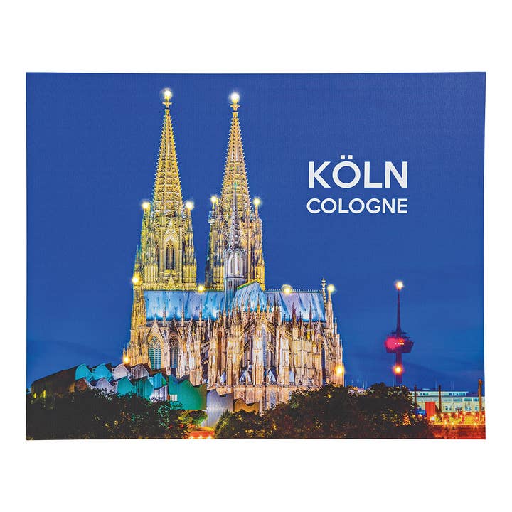 Canvas wall art Cologne Cathedral with 14 LED lights, Colorful (W/H/D) 40x50x2cm for wholesale by Wurm