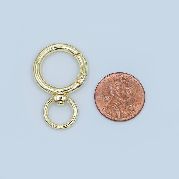 Aim Eternal - Wholesale Craft supplies - 24K Gold Filled Round Push Gate Swivel Bag Charm Finding | Z11432