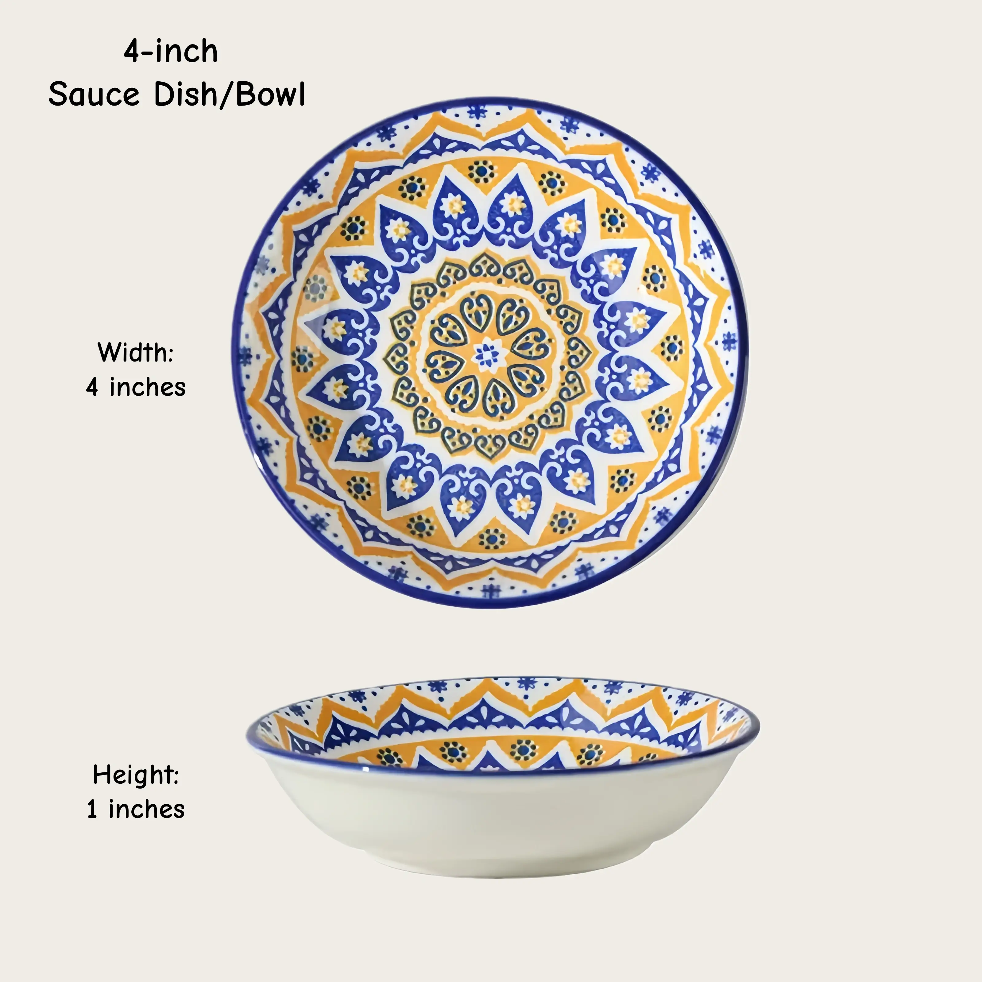 Otterware - Vente Bols à condiments/sauces - Plats à trempette en céramique style marocain (6 styles)37