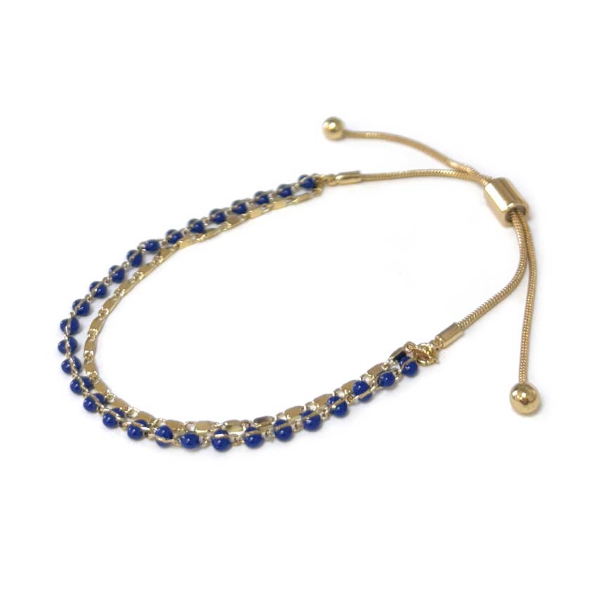 StarryNYC - Vente Bracelets maillon et chaîne - Bracelet ajustable à 2 lignes avec chaîne en époxy et chaîne délicate11