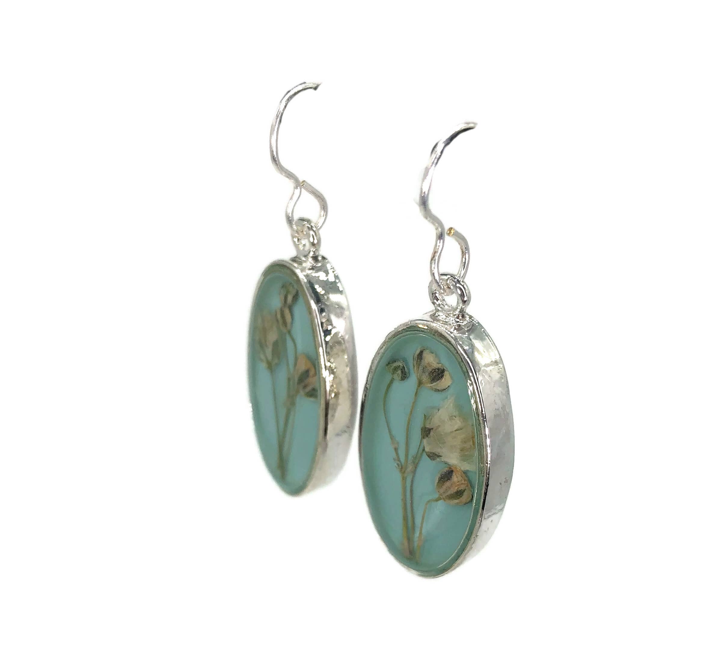 Shari Dixon - Wholesale Dangle Earrings - Baby's Breath Blue Small Oval Earrings1