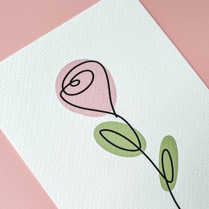 The Harpy Otter Co - Wholesale Art Print - Rose Line Art Print2